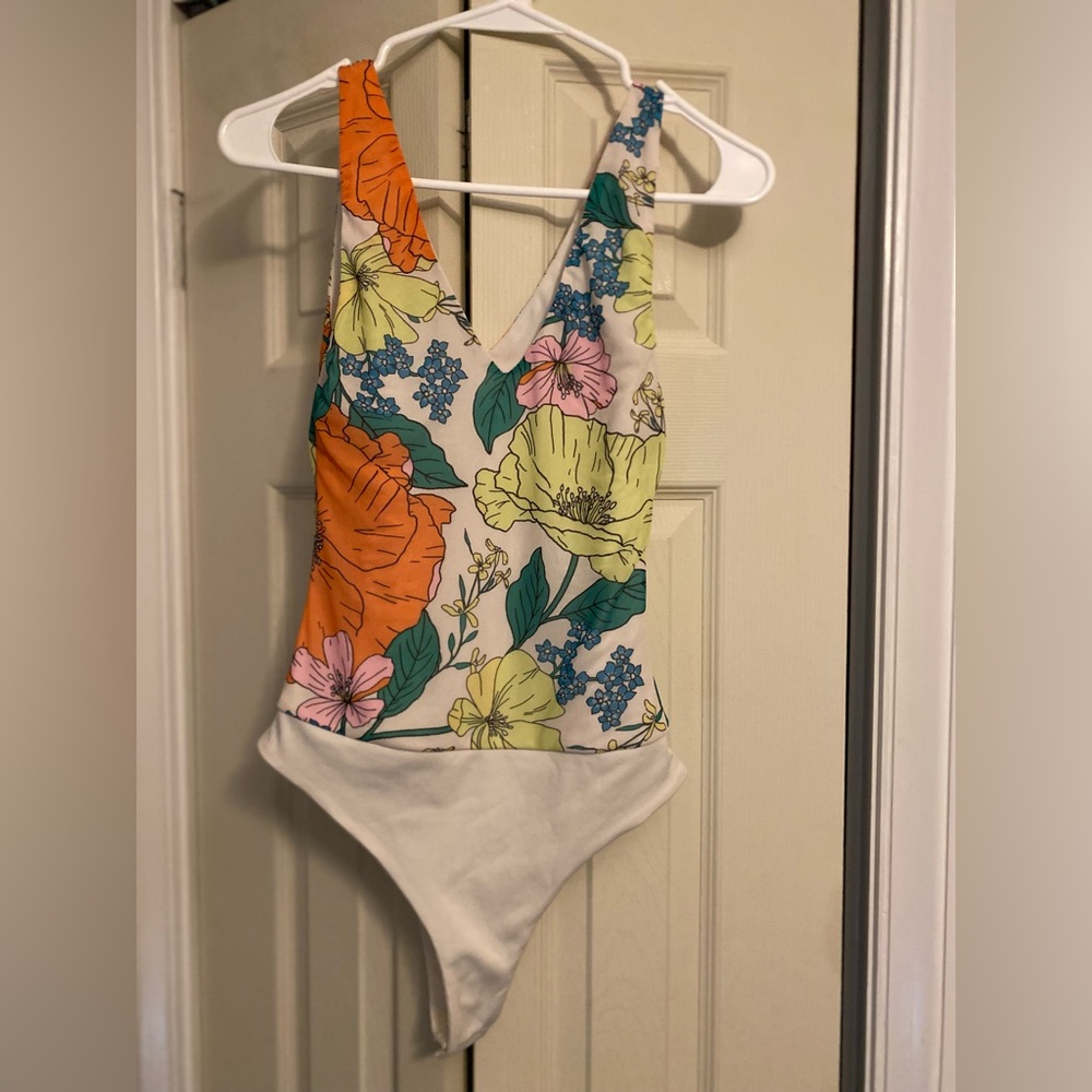 AFRM Multicolor Floral V-Neck Bodysuit
